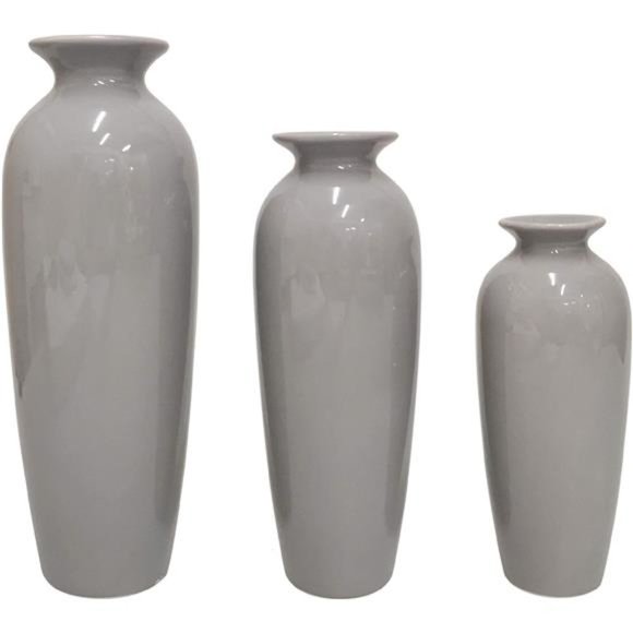 Set of 3 Grey Ceramic Vases. Ideal Gift for Wedding or Special Occasions - Picture 1 of 6